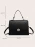 Small Flap Square Bag Litchi Embossed Turn Lock Colorblock