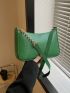 Small Hobo Bag Embossed Detail Solid Green