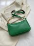 Small Hobo Bag Embossed Detail Solid Green