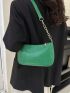 Small Hobo Bag Embossed Detail Solid Green