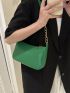 Small Hobo Bag Embossed Detail Solid Green