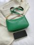 Small Hobo Bag Embossed Detail Solid Green