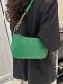 Small Hobo Bag Embossed Detail Solid Green