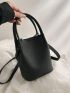 Mini Bucket Bag Litchi Embossed With Inner Pouch