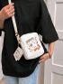 Cartoon Print Square Bag Zipper Cute Style