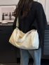 Medium Hobo Bag Solid Color Canvas Casual Style