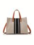 Striped Pattern Top Handle Bag Double Handle