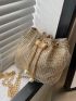 Mini Faux Pearl & Rhinestone Decor Bucket Bag Glamorous Chain, Perfect Bride Purse For Wedding, Prom & Party Events