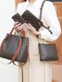 4pcs Geometric Pattern Tote Bag Square Bag With Purse, Best Work Bag For Women