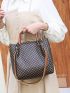 4pcs Geometric Pattern Tote Bag Square Bag With Purse, Best Work Bag For Women