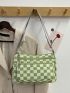 Medium Crossbody Bag Plaid Pattern Nylon