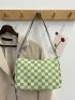 Medium Crossbody Bag Plaid Pattern Nylon