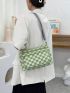 Medium Crossbody Bag Plaid Pattern Nylon