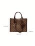 Plaid Pattern Tote Bag With Bag Charm, Clear Bag