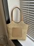 Letter Graphic Straw Bag Small Double Handle Vacation