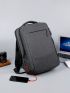 Minimalist Laptop Backpack Medium Zipper Gray For Business With USB Charging Port