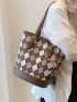 Geometric Pattern Bucket Bag Double Handle Without Bag Charm