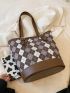 Geometric Pattern Bucket Bag Double Handle Without Bag Charm