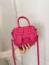 Mini Neon-pink Flap Saddle Bag Funky Buckle Decor Top Handle PU