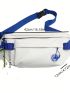 Letter Patch Decor Fanny Pack Zipper Oversized White