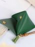 Minimalist Coin Purse Green Pu Tassel Decor