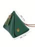 Minimalist Coin Purse Green Pu Tassel Decor