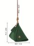 Minimalist Coin Purse Green Pu Tassel Decor