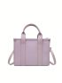 Letter Graphic Square Bag Double Handle Purple