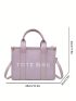 Letter Graphic Square Bag Double Handle Purple