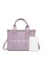 Letter Graphic Square Bag Double Handle Purple