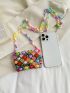 Mini Color Block Crossbody Bag Heart Beaded