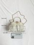 Faux Pearl Decor Satchel Bag Bow Decor Small