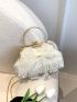 Faux Pearl Decor Satchel Bag Bow Decor Small