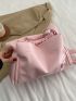 Minimalist Hobo Bag Drawstring Design Medium Pink