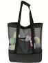 Mesh Shoulder Tote Bag Black Large Capacity