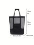 Mesh Shoulder Tote Bag Black Large Capacity