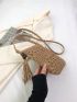 Minimalist Straw Bag Small Tassel Decor Vacation