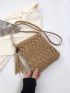 Minimalist Straw Bag Small Tassel Decor Vacation