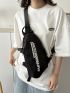 Mini Letter Graphic Fanny Pack Zipper Black