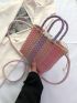 Color Block Straw Bag Double Handle Vacation