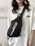 Mini Letter Graphic Fanny Pack Zipper Black