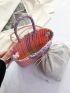 Color Block Straw Bag Double Handle Vacation