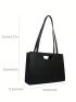 PU Shoulder Tote Bag Solid Color Zipper Double Handle Minimalist