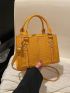 Small Zipper Square Bag Fashionable Yellow Crocodile Print Adjustable Strap