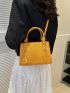 Small Zipper Square Bag Fashionable Yellow Crocodile Print Adjustable Strap