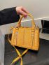 Small Zipper Square Bag Fashionable Yellow Crocodile Print Adjustable Strap