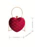 Mini Novelty Bag Glamorous Rhinestone Decor Heart Design Chain