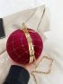 Mini Circle Bag Rhinestone Decor Ring Top Handle Chain Glamorous For Party