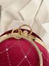 Mini Circle Bag Rhinestone Decor Ring Top Handle Chain Glamorous For Party