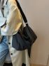 Minimalist Hobo Bag Adjustable-strap With Zipper Polyester